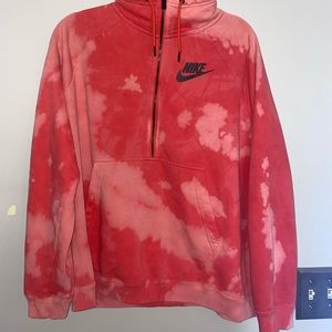 Nike half zip bleach tie dye sweatshirt